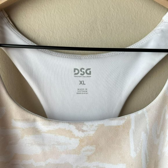 DSG X TWITCH + ALLISON Women's Cropped Fashion Tank Top Torn Camo Cream - Picture 6 of 9